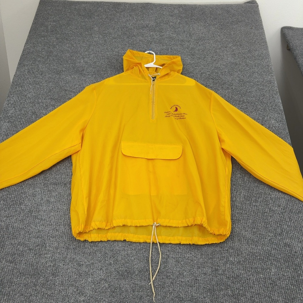 Vintage Sportsmaster Windbreaker Mens XXL Yellow Nylon Anorak Quarter Zip Retro